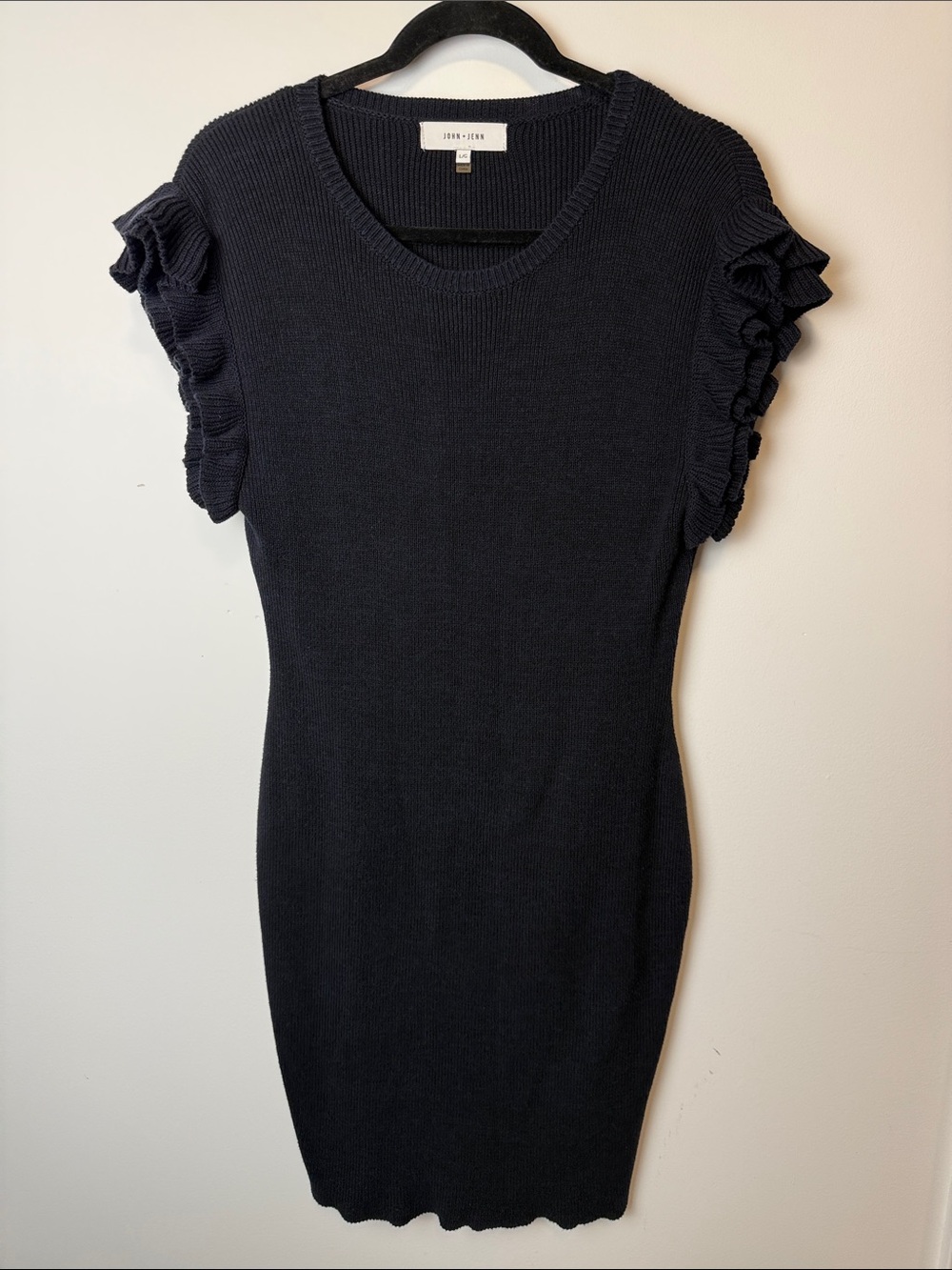 John + Jenn 100% Cotton Knit Flutter Sleeve Dress Large